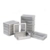 LJY 12 Pack Empty Rectangular Metal Storage Organizer Tins with Clear Window Hinged Lids for Small Items and Other Craft Projects, 4.5 x 3.3 x 0.9 inch (Silver)