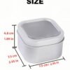 LJY Empty 8-Ounce Capacity Square Silver Metal Tins with Clear Window for Candle Making, Candies, Gifts & Treasures (6 Pack) (Silver, 2.95"x2.95"x1.89")