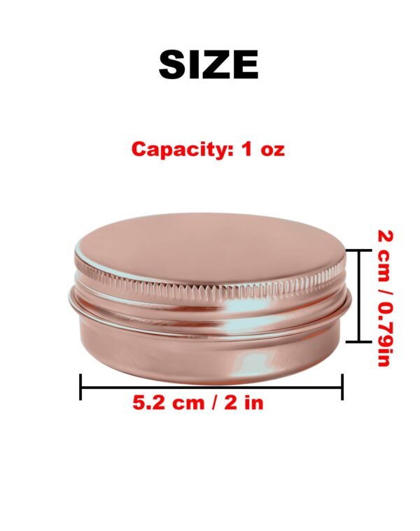 LJY 28 Pack Rose Gold 1 oz Aluminum Tins with Lids - Elegant Empty Cosmetic Jars for DIY Lip Balm, Wax Melts, Wedding Favors, Creams & Luxury Gift Packaging,Refillable Does Not Rust