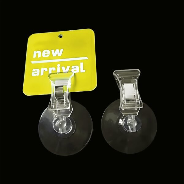 LJY 12 Pieces 45mm Suction Cup Clip Advertising Pop Display Business Cards Holder Stand Clear Clamps for Fridge Shower Aquarium