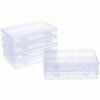 LJY 6 Pieces Rectangular Empty Mini Clear Plastic Organizer Storage Box Containers with Hinged Lids (7.1 x 4.3 x 1.2 inch, Transparent)