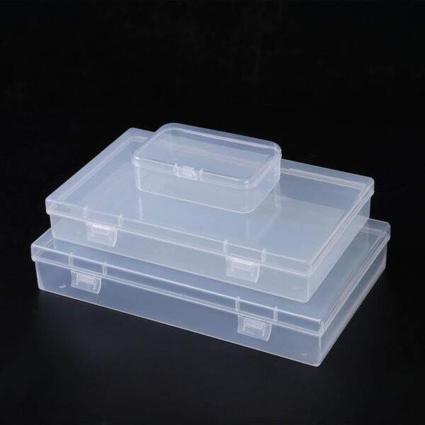 LJY 20 Pieces Mixed Sizes Rectangular Empty Mini Clear Plastic Organizer Storage Box Containers with Hinged Lids for Small Items and Other Craft Projects Plastic Containers with Lids Quart Containers