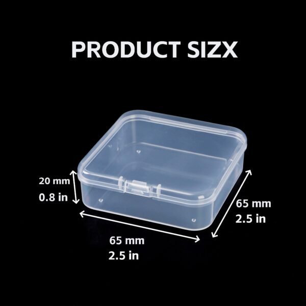LJY 32 Pieces Square Mini Clear Plastic Storage Containers Box Case with Lids for Small Items and Other Craft Projects (2.5 x 2.5 x 0.8 inch, Transparent)