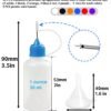 LJY Precision Applicator Bottle Set 1 Oz. - 30 Needle Tip Squeeze Bottles and 5pcs Mini Funnels for Acrylic Painting, DIY Quilling and Paper Craft