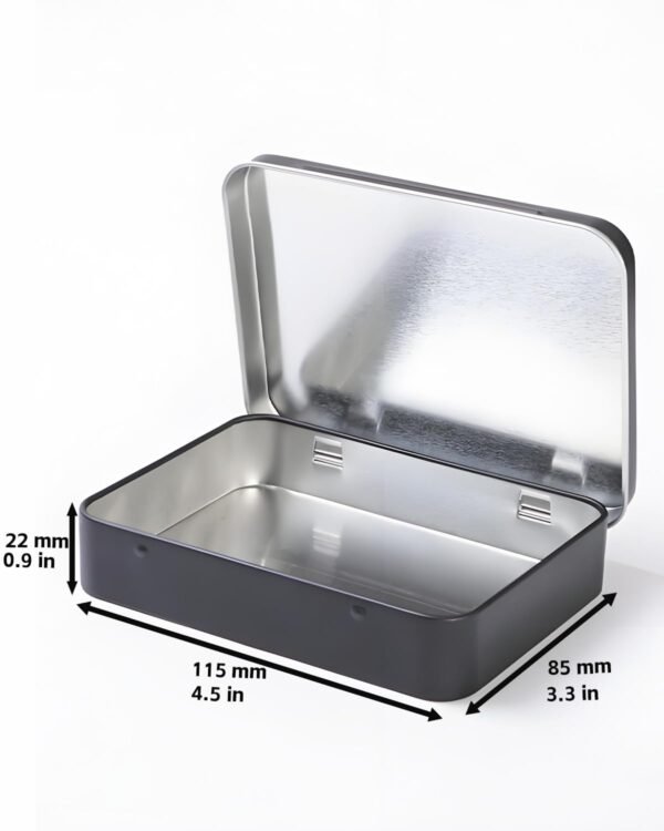 LJY 12 Pack Rectangular Metal Tins Metal Tins With Lids-Syn Tin Empty Boxes,Tin Box Perfect For Small Items,Crafts Collect Beads,Small Parts,Fish Hooks(black,4.5 X 3.3 X 0.9 Inch)