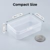 LJY 28 Pieces Rectangular Empty Mini Clear Plastic Organizer Storage Box Containers with Hinged Lids (3.3 x 2.2 x 1 inch, Transparent)