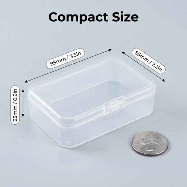 LJY 28 Pieces Rectangular Empty Mini Clear Plastic Organizer Storage Box Containers with Hinged Lids (3.3 x 2.2 x 1 inch, Transparent)