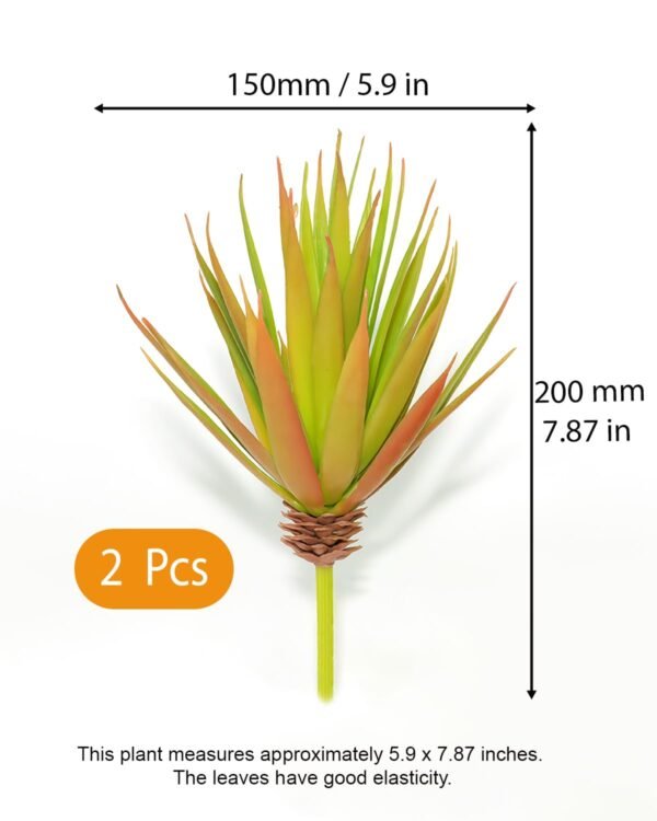LJY 2 Pieces Realistic Artificial Faux Succulent Yucca Vera Greenhouse Small Plants Unpotted for Home Garden Decoration (Autumn Green)