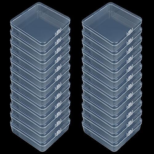 LJY 24 Pieces Square Mini Clear Plastic Storage Containers Box Case with Lids for Small Items and Other Craft Projects (4.9 x 4.9 x 1.4 inch, Transparent)