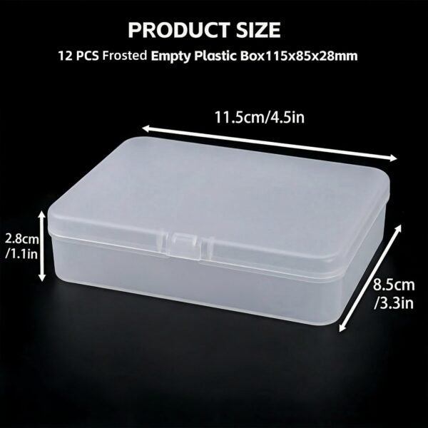 LJY 12 Pieces Rectangular Empty Mini Clear Plastic Organizer Storage Box Containers with Hinged Lids (4.5 x 3.3 x 1.1 inch, Frosted White)