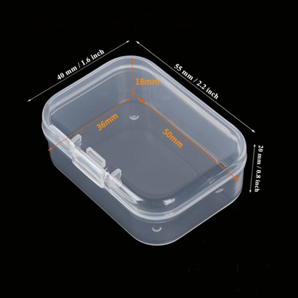 LJY 100 Pieces Rectangular Empty Mini Clear Plastic Organizer Storage Box Containers with Hinged Lids (2.2 x 1.6 x 0.8 inch, Transparent)