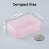 LJY 28 Pieces Rectangular Empty Mini Clear Plastic Organizer Storage Box Containers with Hinged Lids (3.3 x 2.2 x 1 inch, Pink)