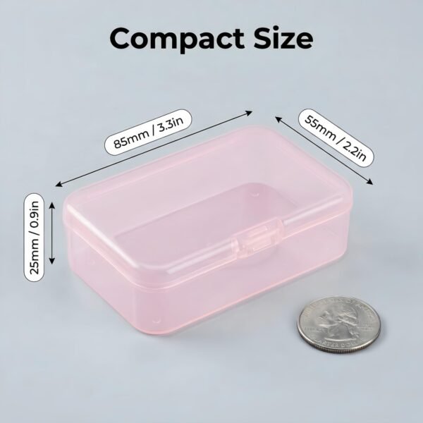 LJY 28 Pieces Rectangular Empty Mini Clear Plastic Organizer Storage Box Containers with Hinged Lids (3.3 x 2.2 x 1 inch, Pink)