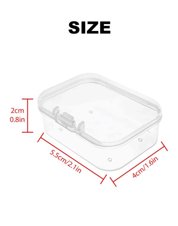 LJY 60-Pack Plastic Case Small Plastic Storage Containers, 2.1x1.6x0.8 inch Clear Organizer Boxes with Lids, Stackable Jewelry Bead Hardware Craft Office Supply Organizer