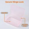 LJY 28 Pieces Rectangular Empty Mini Clear Plastic Organizer Storage Box Containers with Hinged Lids (3.3 x 2.2 x 1 inch, Pink)
