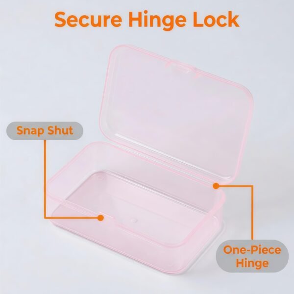 LJY 28 Pieces Rectangular Empty Mini Clear Plastic Organizer Storage Box Containers with Hinged Lids (3.3 x 2.2 x 1 inch, Pink)