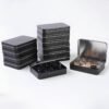 LJY 12 Pack Rectangular Metal Tins Metal Tins With Lids-Syn Tin Empty Boxes,Tin Box Perfect For Small Items,Crafts Collect Beads,Small Parts,Fish Hooks(black,4.5 X 3.3 X 0.9 Inch)