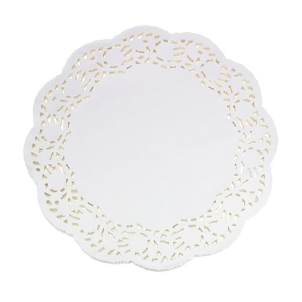 LJY 120 Pieces White Lace Round Paper Doilies Cake Packaging Pads Wedding Tableware Decoration (7.5 Inch)