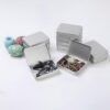 LJY 12-Pack Rectangular Metal Empty Tins, Mini Storage Organizer Boxes with Secure Hinged Lids, Suitable for Crafts, Jewelry, Beads, Office Supplies DIY, Blank Containers 4.5x3.3x0.9 Inch (Silver)