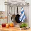 LJY 50 Pieces Clip Type Pot Rack Hanging Grid Hooks S Shaped Metal Hangers with Plastic Storage Box for Kitchen Bedroom Office Wire Shelving Pegboard