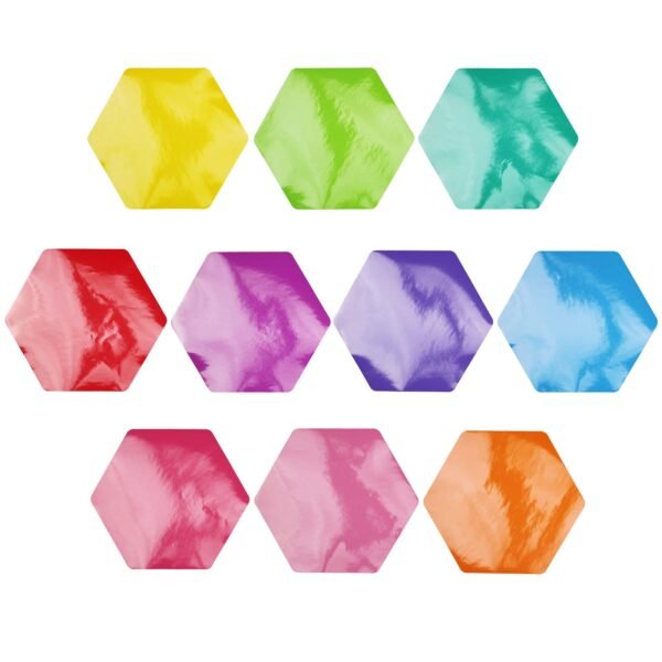 LJY 10 Pieces Hexagon Shaped Colorful Stickers Dry Erase Board Marker Removable Vinyl Dot Teachers Classroom Table Wall Decal