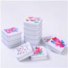LJY 12 Pack Love Heart Image Pattern Empty Square Metal Storage Organizer Tins Mini Gift Boxes with Hinged Lids, 2.76 x 2.76 x 0.79 inch