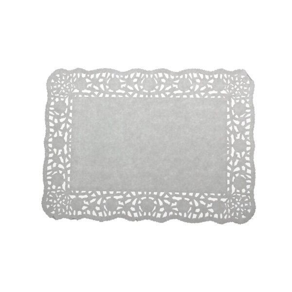 LJY 100 Pieces Off-White Lace Rectangle Paper Doilies Cake Packaging Pads Wedding Tableware Decoration (8" x 12")