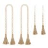LJY Wood Bead Garland with Jute Tassels, 59” for Home Curtain Wall Hanging Rustic Country, Natural Cute Farmhouse Bead Boho Garland Christmas Wreath(4, 2 Long and 2 Short) (4, 2 Sizes)