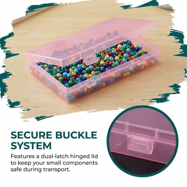 LJY 6 Pieces Rectangular Empty Mini Plastic Organizer Storage Box Containers with Hinged Lids (7.1 x 4.3 x 1.2 inch, Pink)