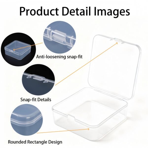 LJY 18 Pieces Square Mini Clear Plastic Storage Containers Box Case with Lids for Small Items and Other Craft Projects (3.7 x 3.7 x 1.4 inch, Transparent)