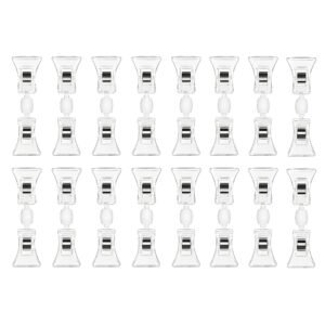 LJY 16 Pieces Clear Plastic Rotatable Merchandise Sign Display Mini Clip Tag Holders for Business Cards