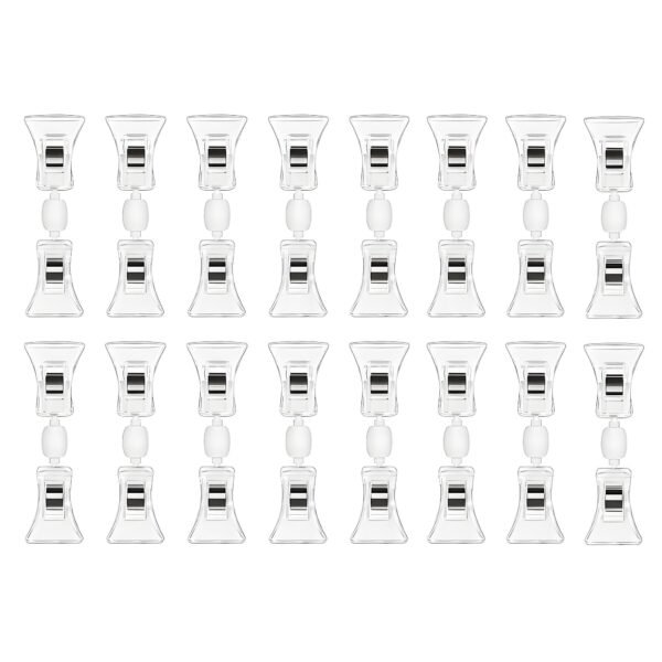 LJY 16 Pieces Clear Plastic Rotatable Merchandise Sign Display Mini Clip Tag Holders for Business Cards