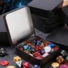 LJY 8 Pack Empty Rectangular Black Metal Storage Organizer Tins with Hinged Lids for Gifts & Treasures (3.7 x 3.3 x 1 inch)