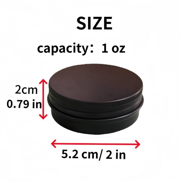 LJY Black Aluminum Tins with Screw Lids, 1 oz Small Metal Containers, 28 Pack Refillable Tin for Cosmetics, Grooming Products, Organization, DIY Storage