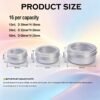LJY Aluminum Tin Jar Refillable Containers Round Tin Container Bottle for DIY Projects,Gifts,Cosmetic,Cream,Diamond,Balms,Lip Balm (Silver Clear Lids, 48 Pcs 2oz/1oz/0.5oz)