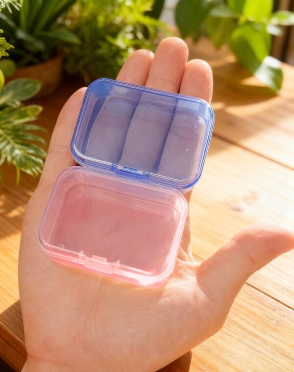 LJY 30-Pack Small Plastic Storage Boxes, 2.6×1.8×0.8 in, Organizer Containers with Lids, 15 Pink + 15 Blue for Beads, Jewelry, Crafts, Small Parts Collection