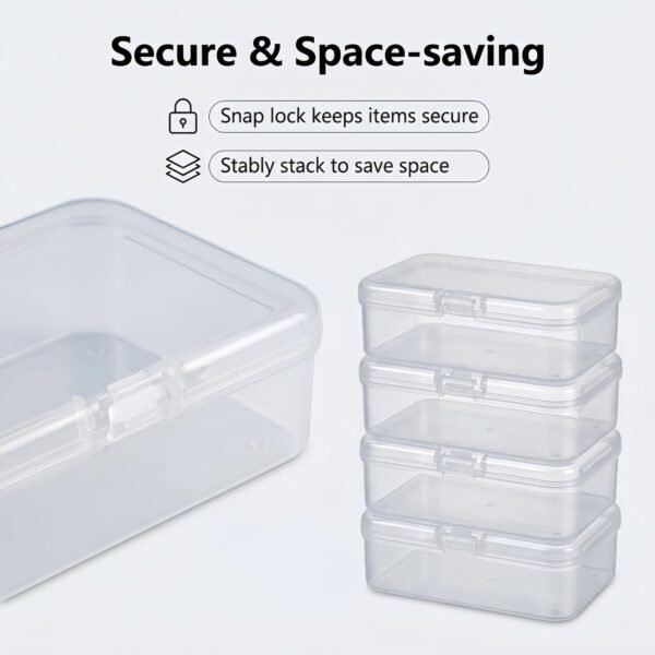 LJY 28 Pieces Rectangular Empty Mini Clear Plastic Organizer Storage Box Containers with Hinged Lids (3.3 x 2.2 x 1 inch, Transparent)