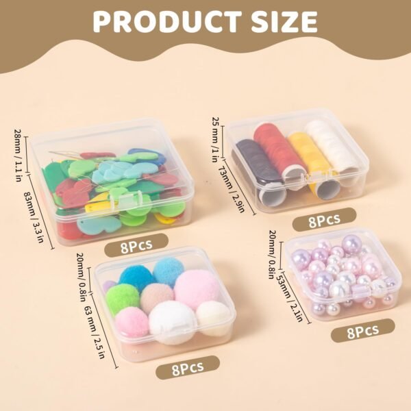 LJY 32 Pieces Mixed Sizes Square Empty Mini Clear Plastic Storage Containers Box Case with Lids for Small Items and Other Craft Projects