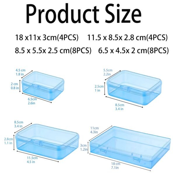 LJY 24-Piece Multi-Size Plastic Storage Containers with Lids, Small Craft Organizers for Beads, Diamond Art,Small Parts,Jewelry and Hardware, Stackable Hinged Box Set (Blue)