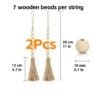 LJY Wood Bead Garland with Jute Tassels, 59” for Home Curtain Wall Hanging Rustic Country, Natural Cute Farmhouse Bead Boho Garland Christmas Wreath(4, 2 Long and 2 Short) (4, 2 Sizes)