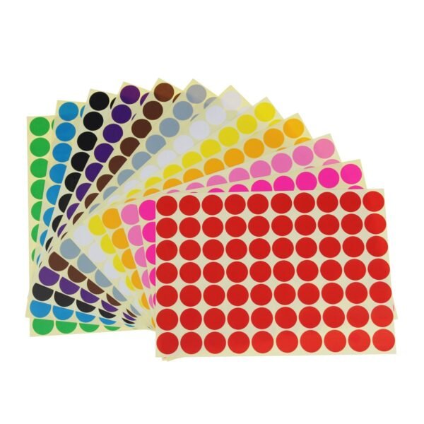 LJY 3/4" Round Dot Stickers Color Coding Labels, 12 Different Assorted Colors, 36 Sheets, 2520 Dots in Total
