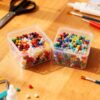 LJY 60 Pieces Square Mini Clear Plastic Storage Containers Box Case with Lids for Small Items and Other Craft Projects (Transparent, 2.5 x 2.5 x 1.4 inch)