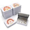 LJY 12 Pack Love Heart Image Pattern Empty Square Metal Storage Organizer Tins Mini Gift Boxes with Hinged Lids, 2.76 x 2.76 x 0.79 inch