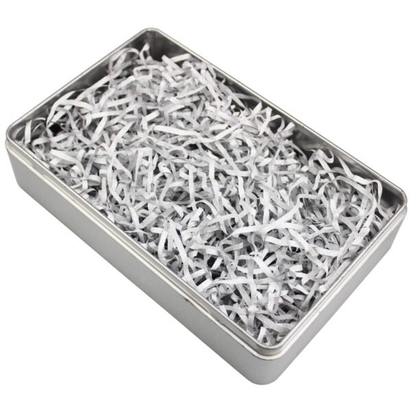 LJY Glitter Raffia Paper Shreds, 100g Crinkle Cut Filler for Gift Wrapping, Basket Filling, Wedding Decorations, Party Supplies, and DIY Crafts Shredded Confetti Strands (Glitter Silver)