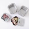 LJY Empty 8-Ounce Capacity Square Silver Metal Tins with Clear Window for Candle Making, Candies, Gifts & Treasures (6 Pack) (Silver, 2.95"x2.95"x1.89")
