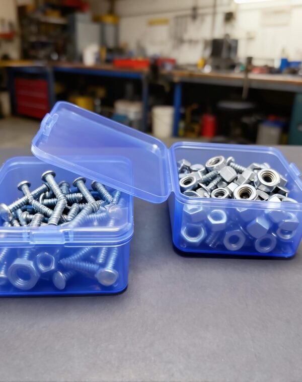 LJY 20-Pack Blue Plastic Storage Boxes, 2.6x2.6x1.4in Small Square Organizer Containers with Lids, Stackable Transparent PP Box for Jewelry, Beads, Crafts, Office Supplies Home Organization
