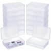 LJY 12 Pieces Rectangular Empty Mini Clear Plastic Organizer Storage Box Containers with Hinged Lids (4.5 x 3.3 x 1.1 inch, Frosted White)