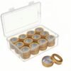 LJY 24-Pack 0.5oz Aluminum Tins with Screw Lids in Clear Storage Case, 15ml Round Empty Metal Containers for Lip Balm,Salves,Spices,Crafts, Small Cosmetic Sample Jars,Mini Candle Tins (Gold Clear Lid)