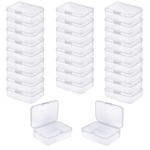 LJY 28 Pieces Rectangular Empty Mini Clear Plastic Organizer Storage Box Containers with Hinged Lids (3.3 x 2.2 x 1 inch, Transparent)