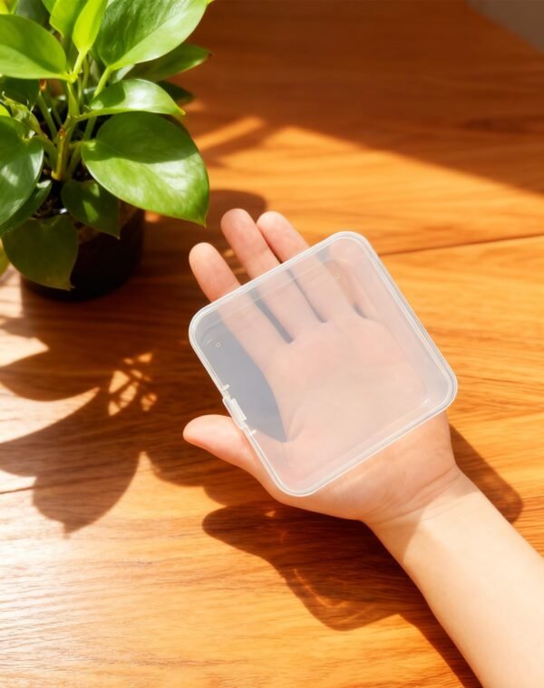 LJY 18 Pieces Square Mini Clear Plastic Storage Containers Box Case with Lids for Small Items and Other Craft Projects (3.7 x 3.7 x 1.4 inch, Transparent)